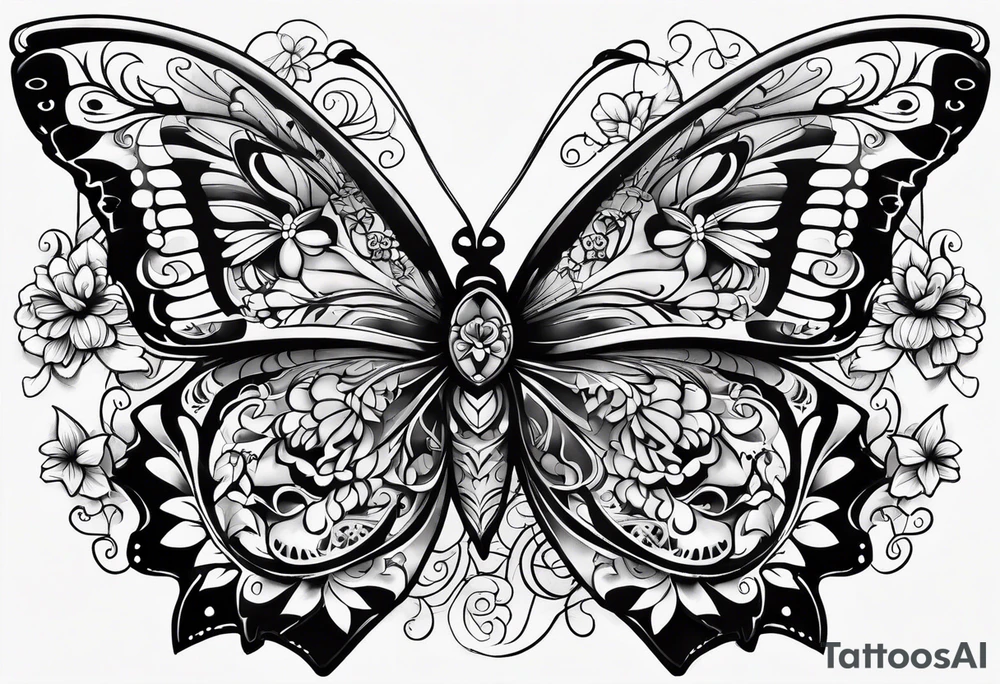 day of the dead butterfly tattoo idea