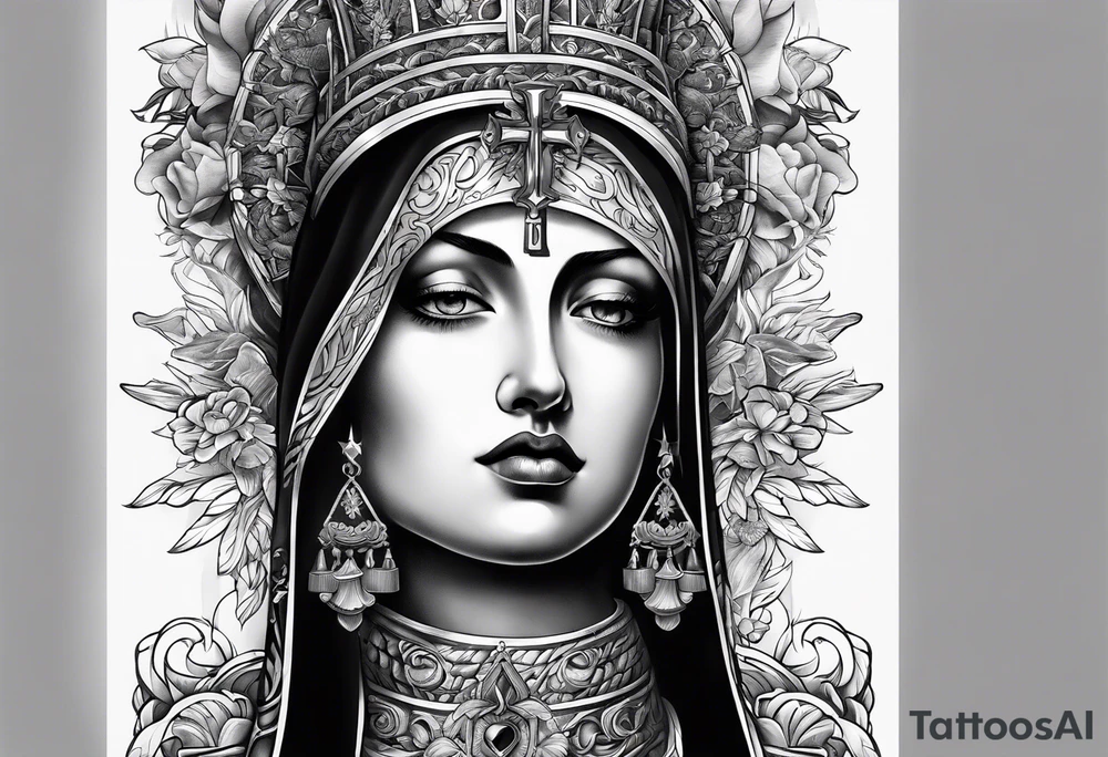 Pain, discipline and catholic religion tattoo idea