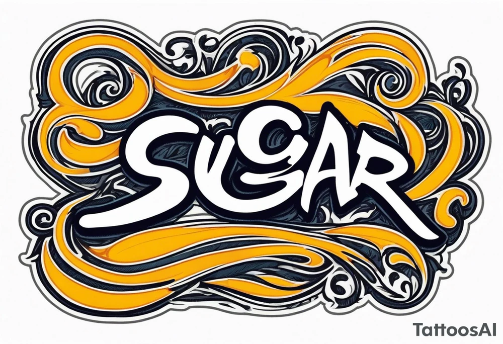 Sugar Bear in Italic Caligraphy script tattoo idea