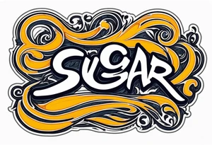 Sugar Bear in Italic Caligraphy script tattoo idea