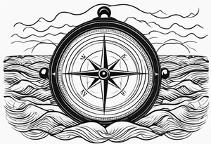Vintage compass and waves. tattoo idea
