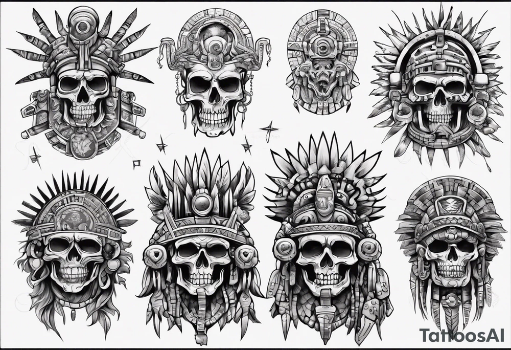 aztec death god overlooking the world tattoo idea