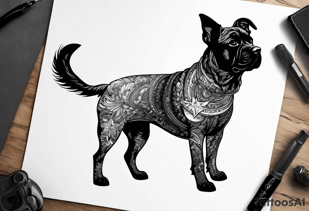 dog floating in space tattoo idea