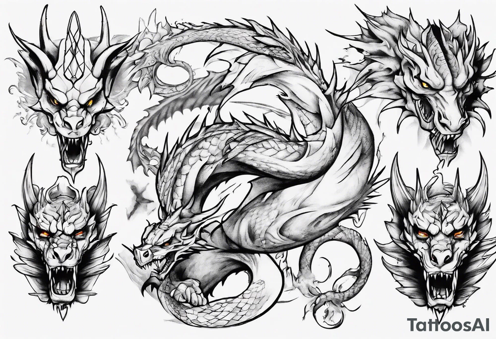 Leon con dragón tattoo idea