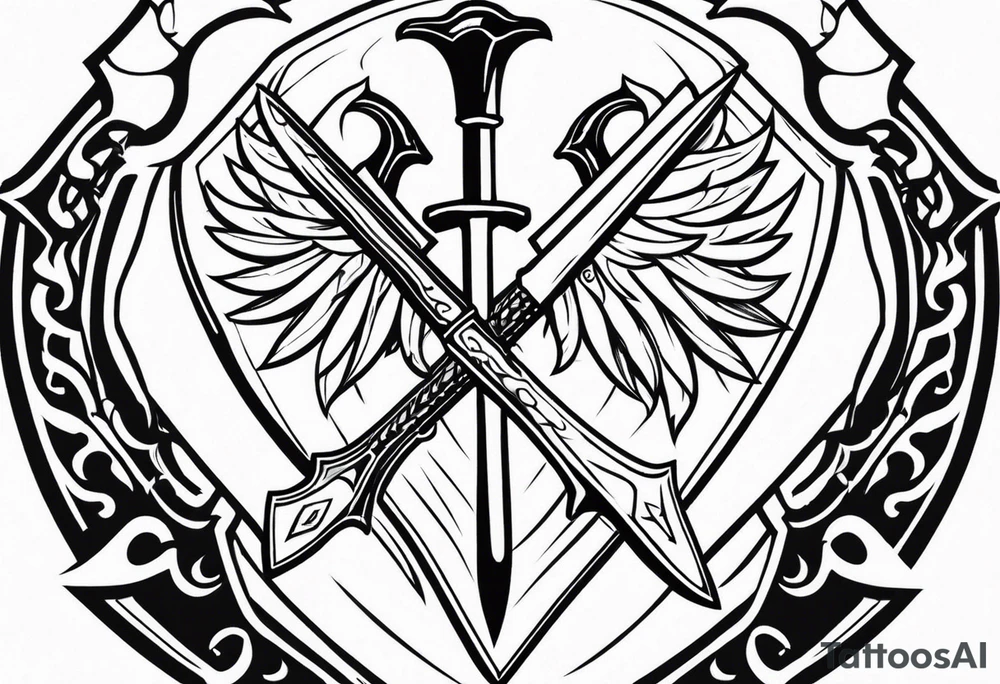 Valhalla shield sword axe fire tattoo idea