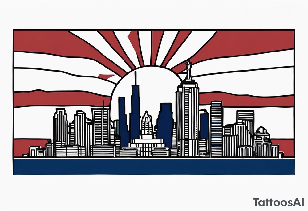 Arizona flag on top of the NYC skyline tattoo idea