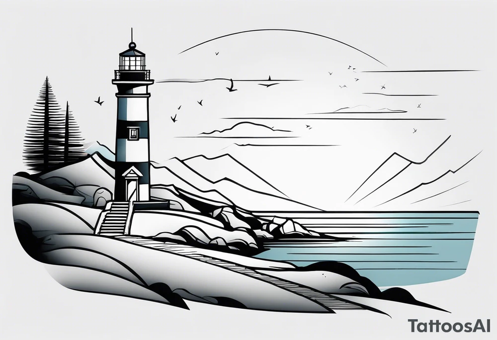 lighthouse in few lines tattoo idea