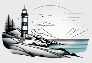 lighthouse in few lines tattoo idea