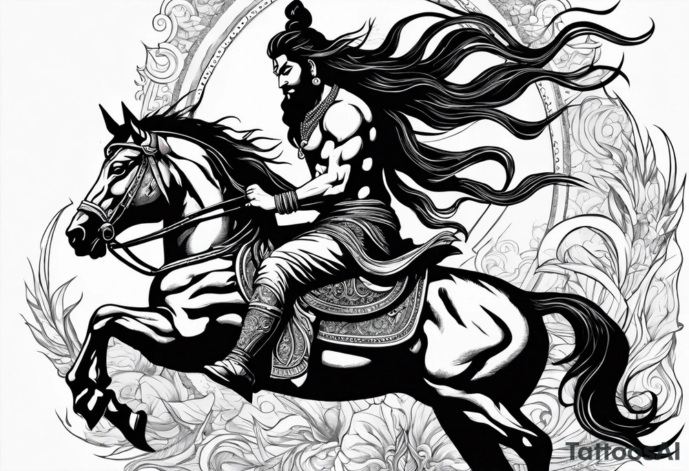 Lord shiva riding a horse angry tattoo idea