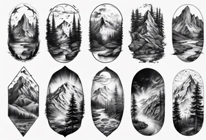 Dramatic mountain sleeve tattoo idea