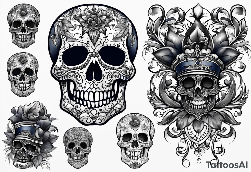 Coverup navy theme skull tattoo idea
