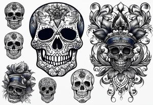 Coverup navy theme skull tattoo idea