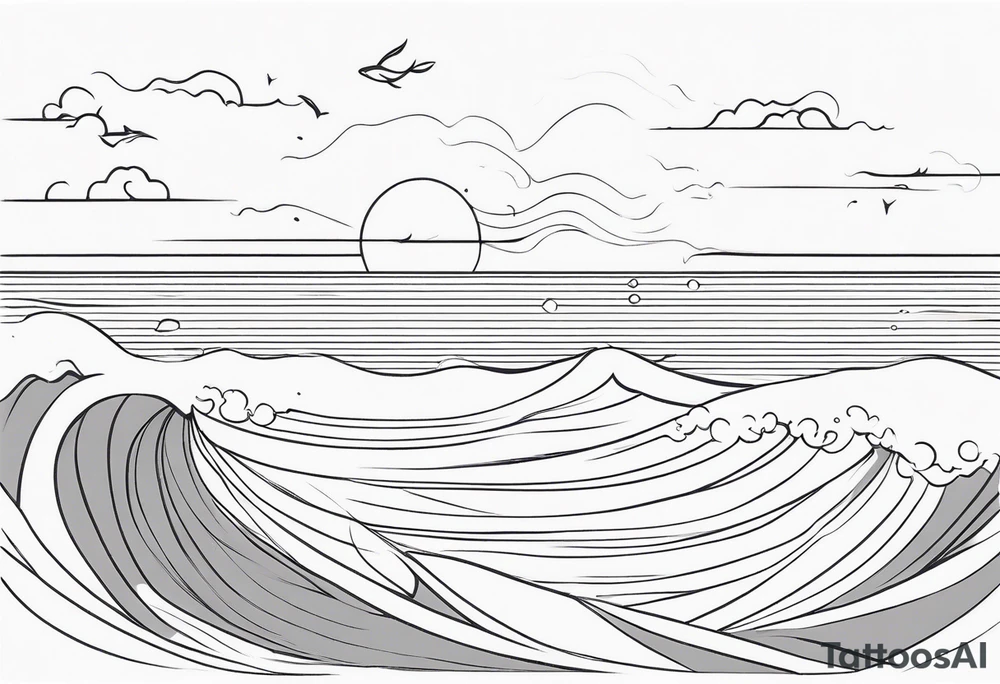 One line ocean tattoo idea