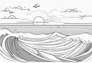 One line ocean tattoo idea