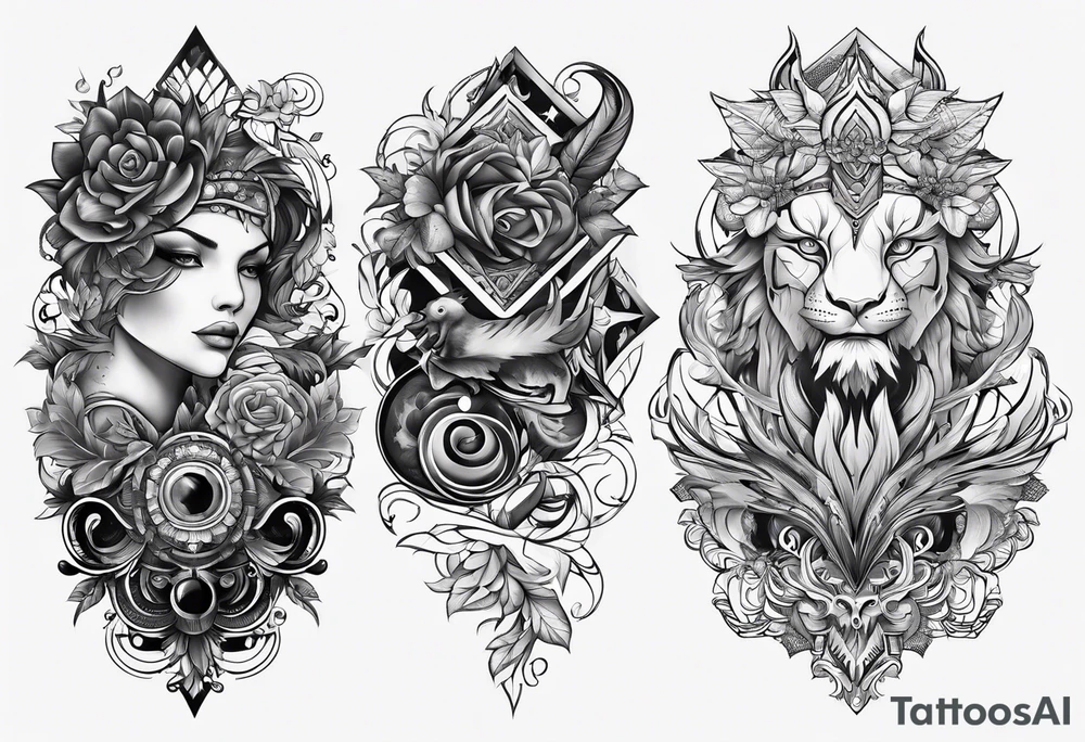 Two separate pieces one for day and one for night placed on each side of the chest tattoo idea