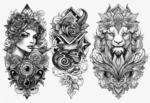 Two separate pieces one for day and one for night placed on each side of the chest tattoo idea
