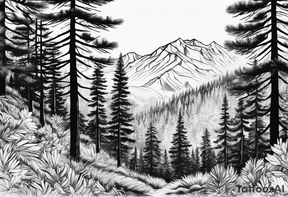 Pine Forest tattoo idea