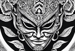 Hanya mask, masculine, aggressive tattoo idea