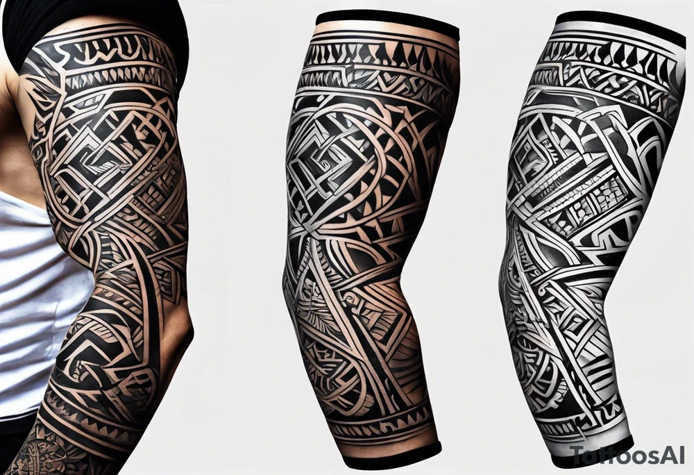 men's tribal simple ornamental slavic tattoo with black 4cm wide armband tattoo idea