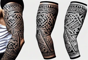 men's tribal simple ornamental slavic tattoo with black 4cm wide armband tattoo idea