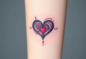 One fully depicted infinity symbol and heart made of swirling galaxy patterns at its end tattoo idea
