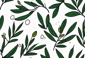 rock tattoo with olive leaves around it tattoo idea