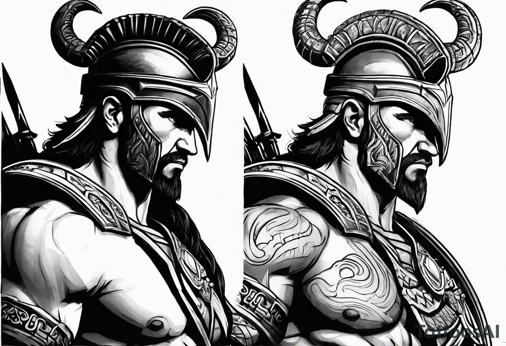 Spartan Style Christian Warrior as Aries the God of War tattoo idea