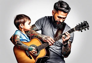 Father and child guitar tattoo idea