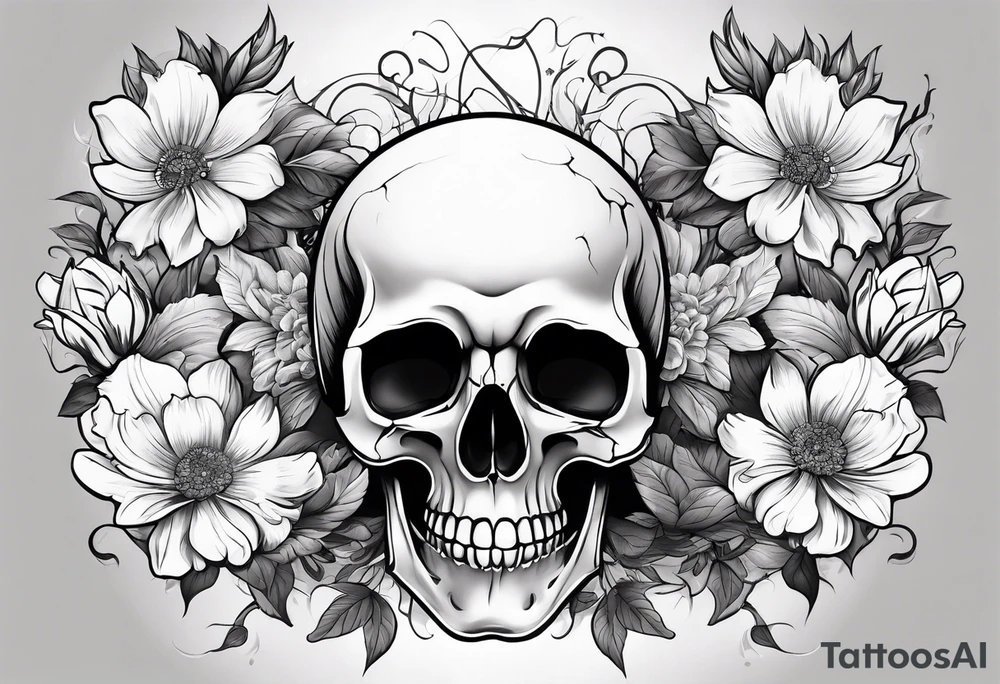 Skull, flowers, death, rebirth coverup tattoo idea Skull, flowers, death, rebirth coverup tattoo idea