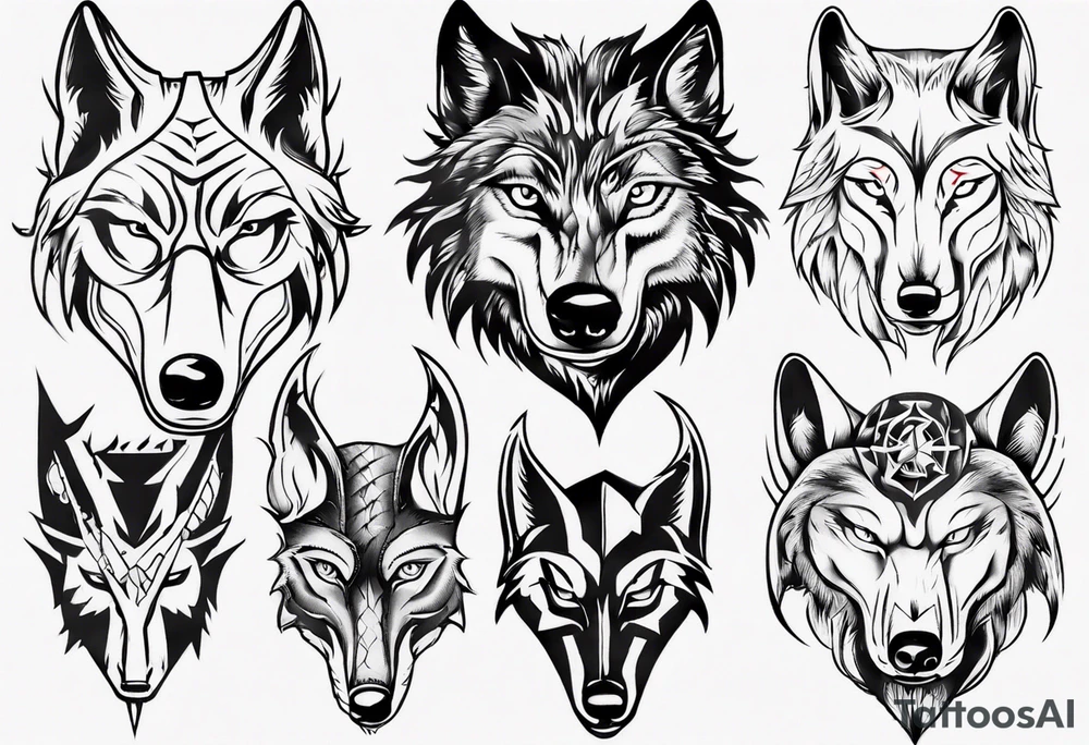 wolf head tattoo idea