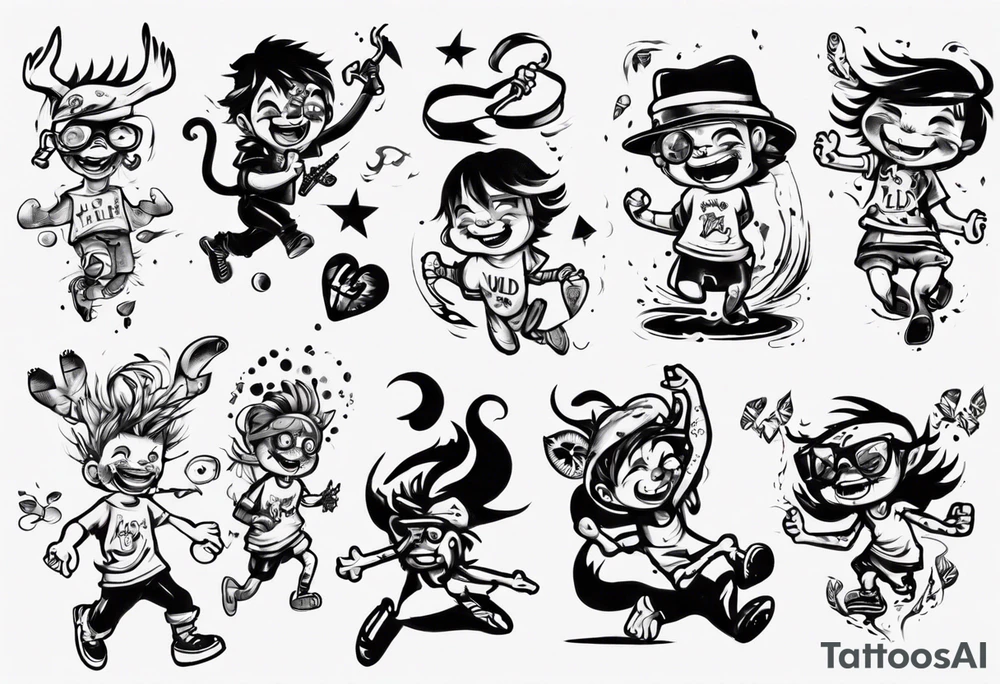 Wild kid who loves to play and jump tattoo idea