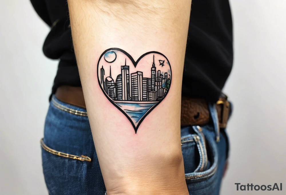 small tattoo
 NYC & Cuba inside a heart tattoo idea