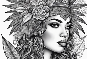 Black Goddess of marijuana tattoo idea