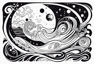 Human transcending. Soul leaving the body to the universe tattoo idea