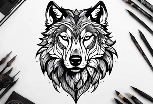 alpha wolf for mans chest tattoo idea