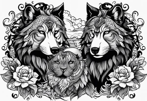 Two brothers animals tattoo idea