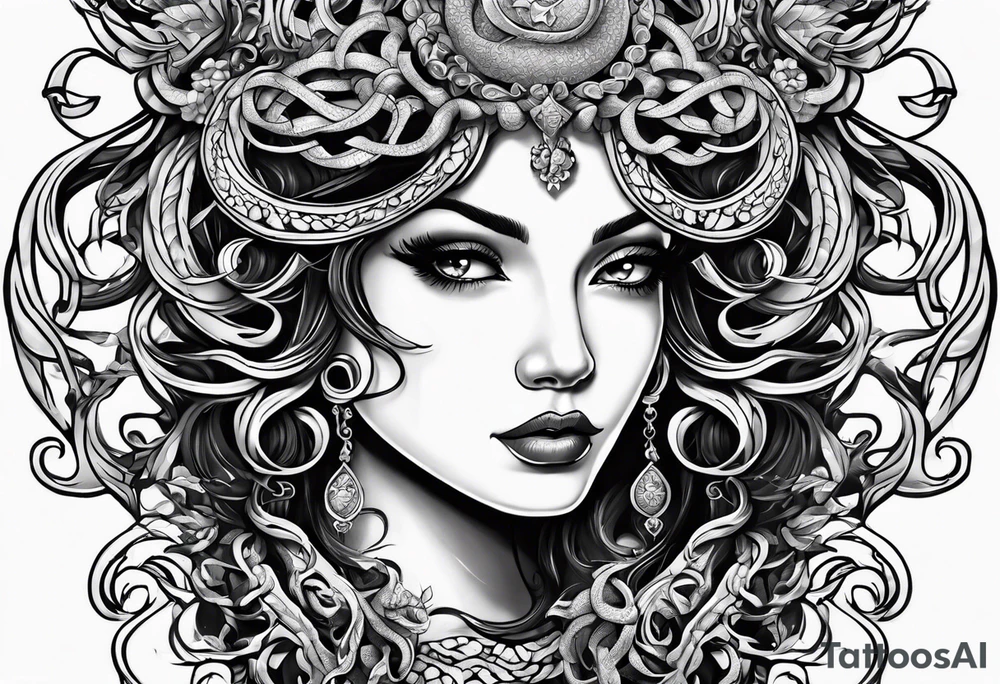 Neo traditional Medusa heads tattoo idea