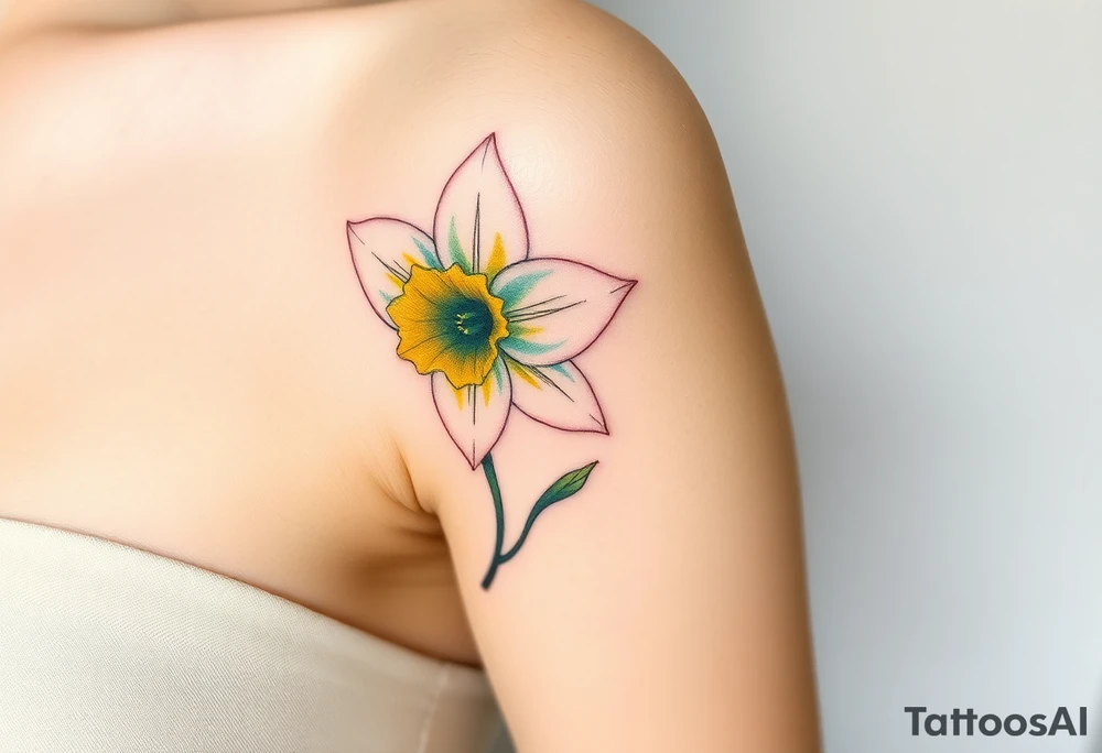 daffodil and the jonquil aquamarine color tattoo idea
