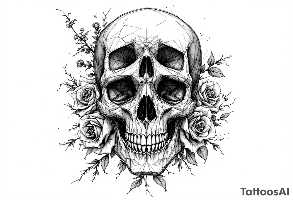 skull and roses tattoo idea