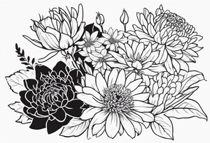 Asters, roses, Lillies, chrysanthemums tattoo idea