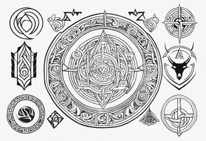 norse symbols and creatures theme tattoo idea