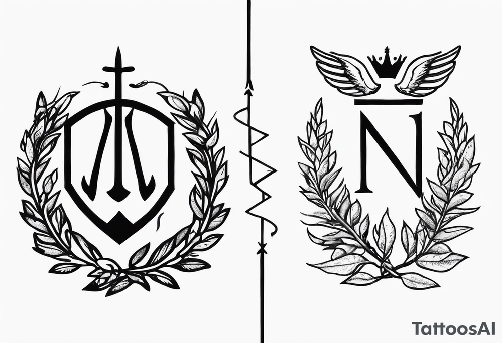 WING, SNAKE, LAUREL WREATH AND THE WORD INVICTUS tattoo idea