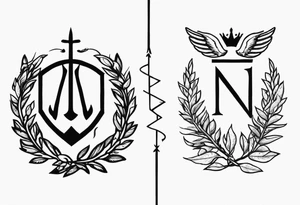 WING, SNAKE, LAUREL WREATH AND THE WORD INVICTUS tattoo idea