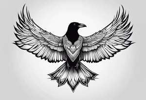 symmetrical outlines of a flying crow, without bows tattoo idea