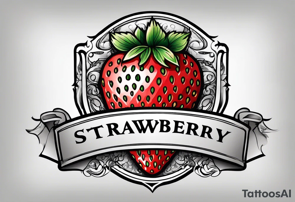 Single strawberry with a banner that reads “Pops” tattoo idea