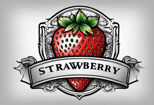 Single strawberry with a banner that reads “Pops” tattoo idea