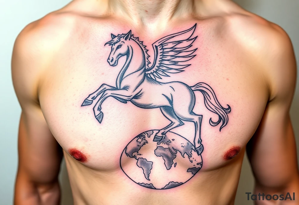 the centaur hovering over the world tattoo idea