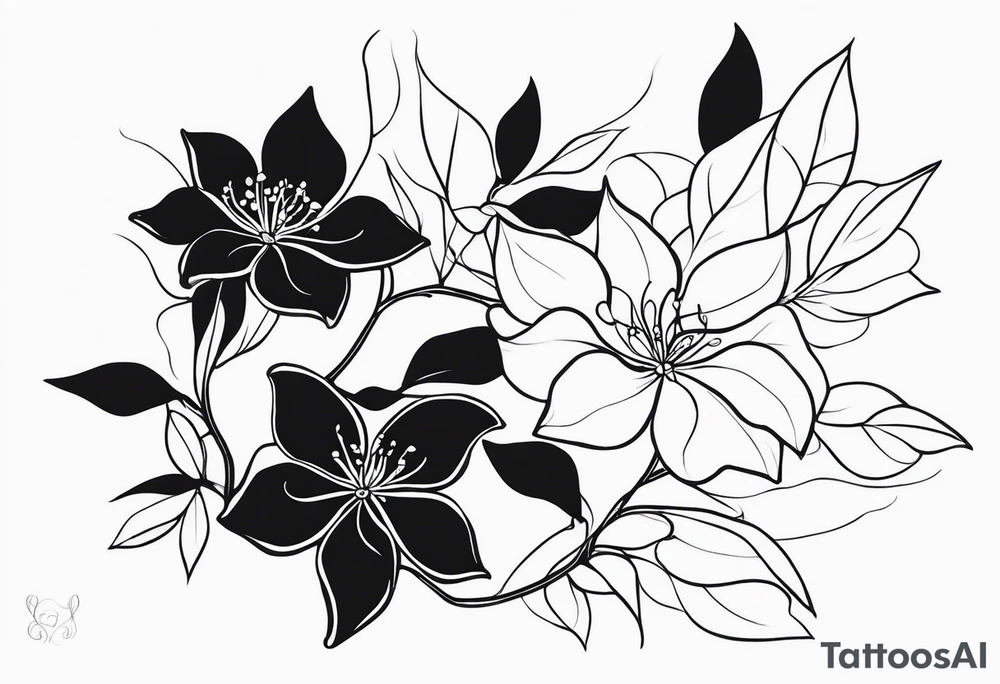 Shoulder and collarbone tattoo of a vibe of night-blooming Jasmine. The tattoo should have a spider web on the branches tattoo idea