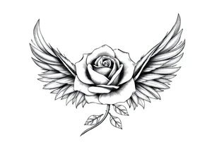 TWO FEATHERS TOGETHER WITH A ROSE tattoo idea