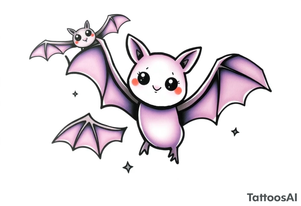 10 Unique cute bats tattoo idea
